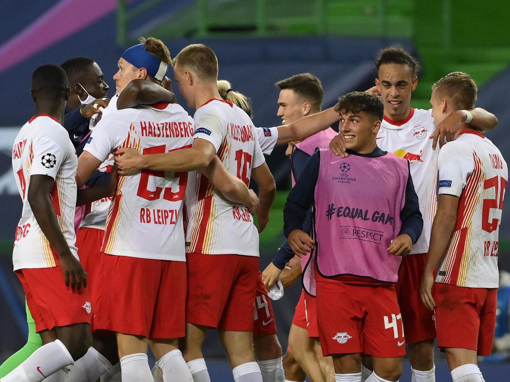 RB Leipzig celebrate defeating Atletico Madrid to reach the semi-finals (Getty)