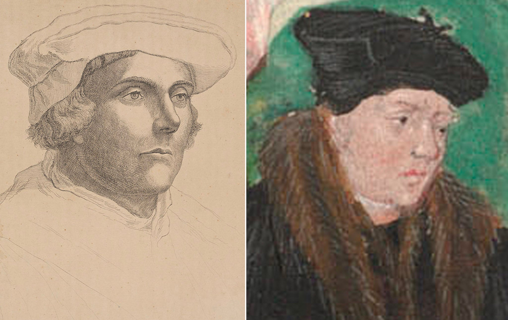 Hans Holbein’s portrait of Richard Rich compared to a pasted in face in The Great Bible