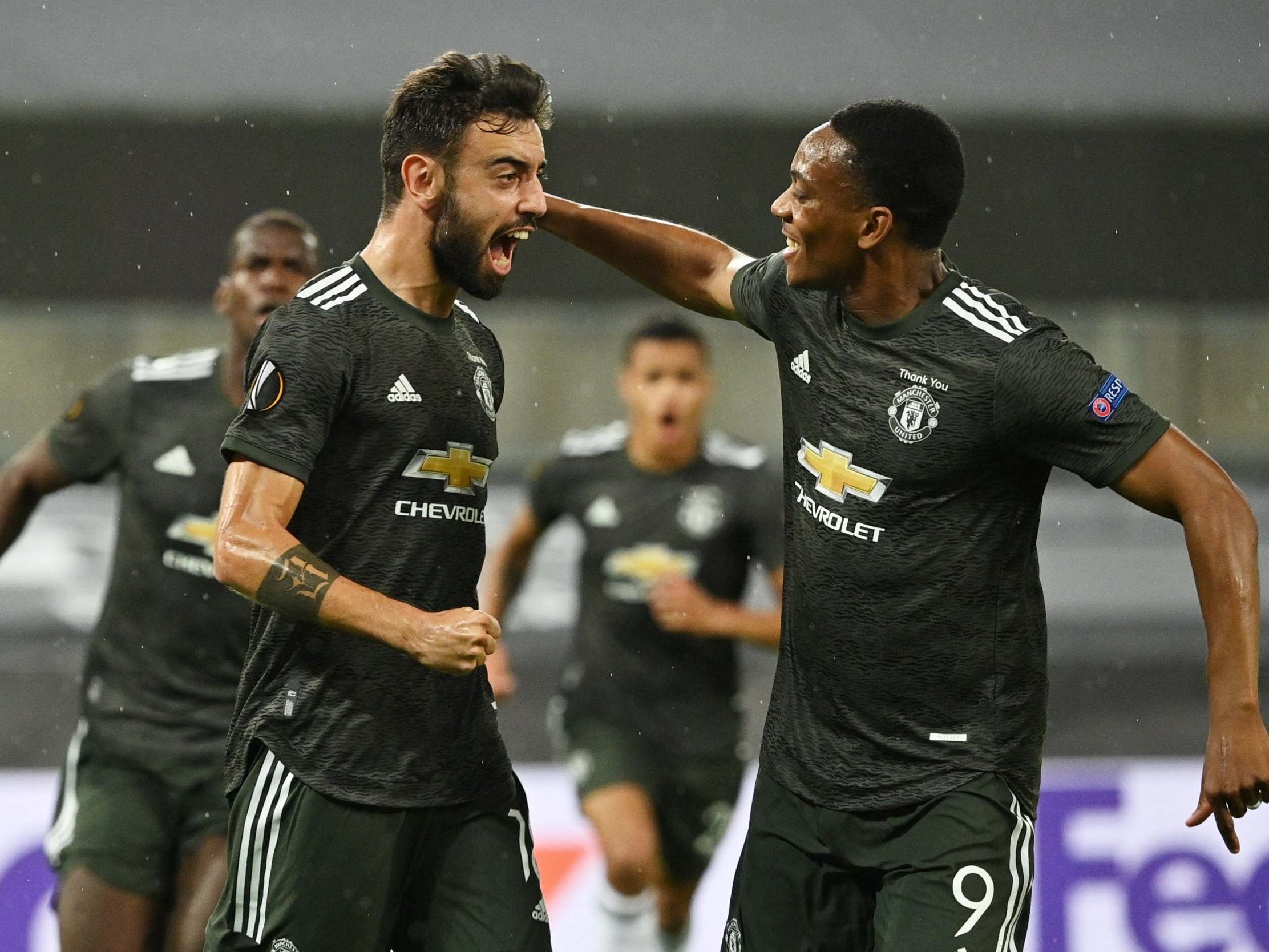 Bruno Fernandes celebrates after giving United the lead