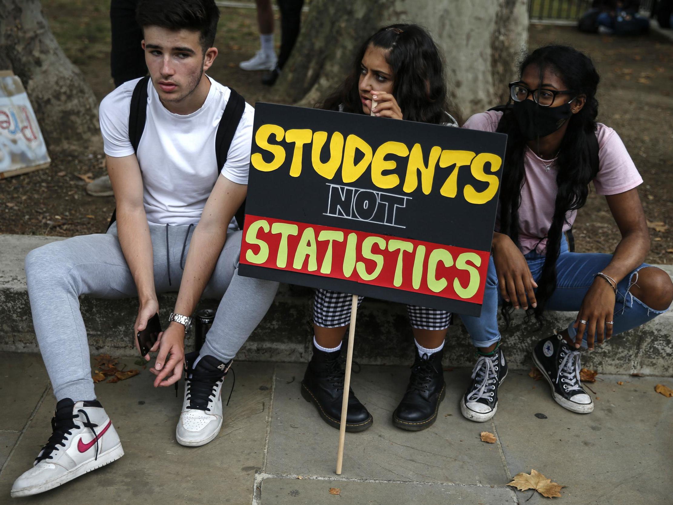 Students protest the government's handling of A-level results,16 August 2020