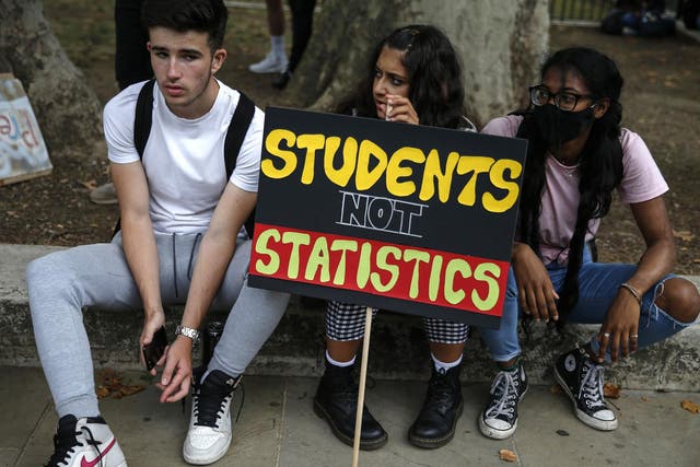 Students protest the government's handling of A-level results,16 August 2020