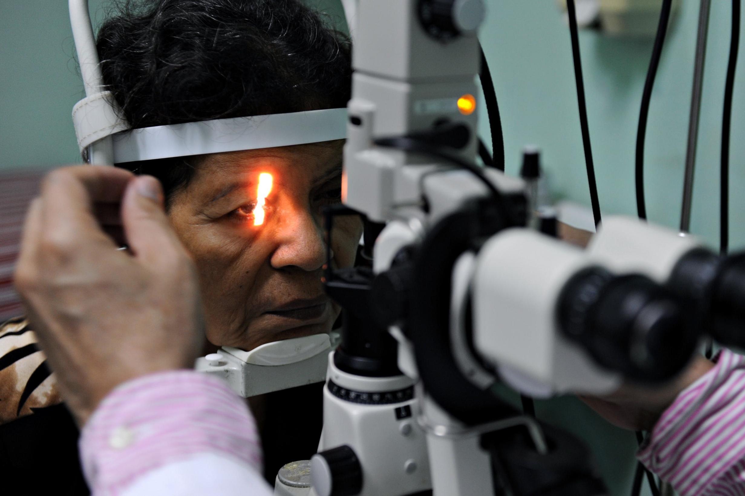 A patient receiving laser treatment for diabetic retinopathy in Nicaragua, where the disease is responsible for six per cent of all deaths