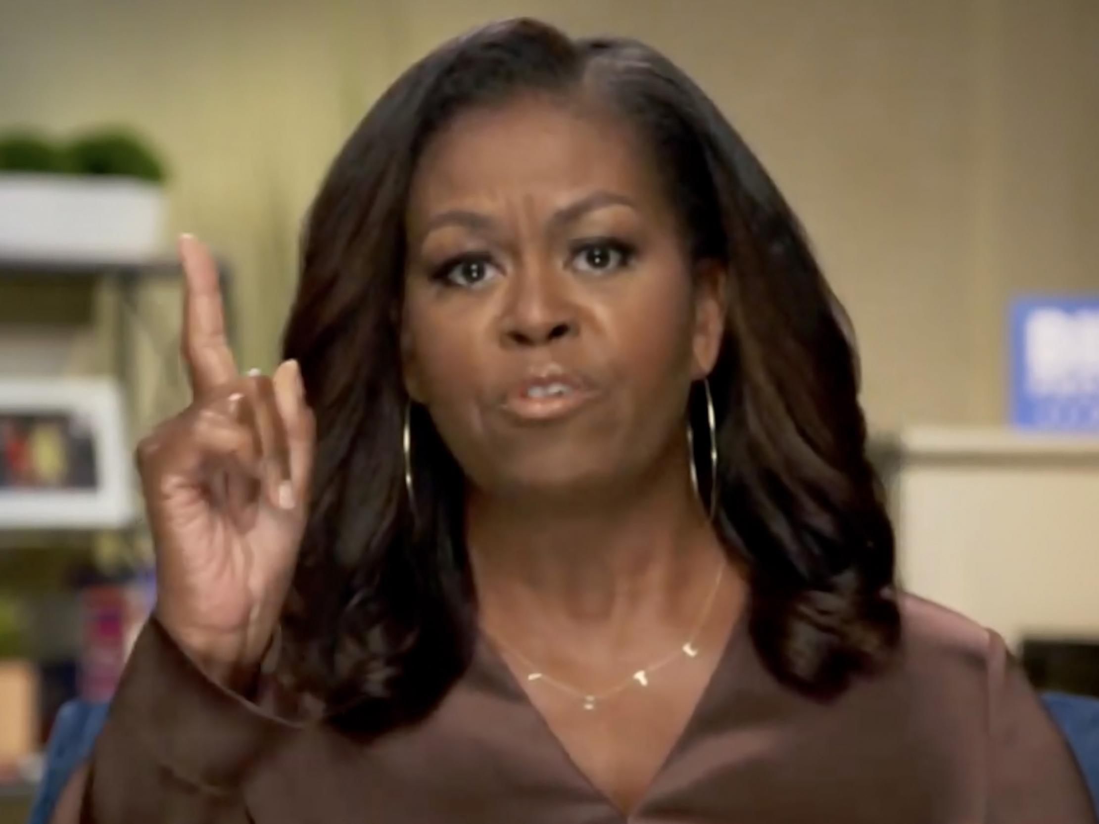 Michelle Obama addresses the virtual convention on Monday night