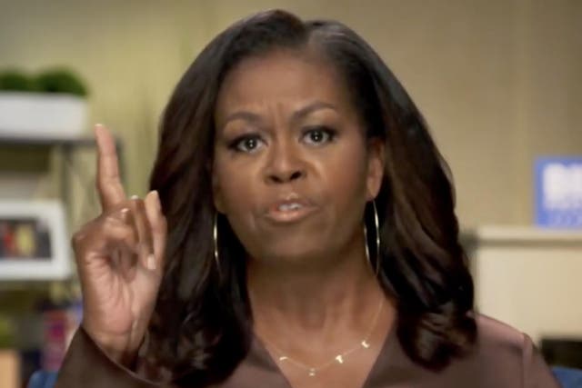 Michelle Obama addresses the virtual convention on Monday night