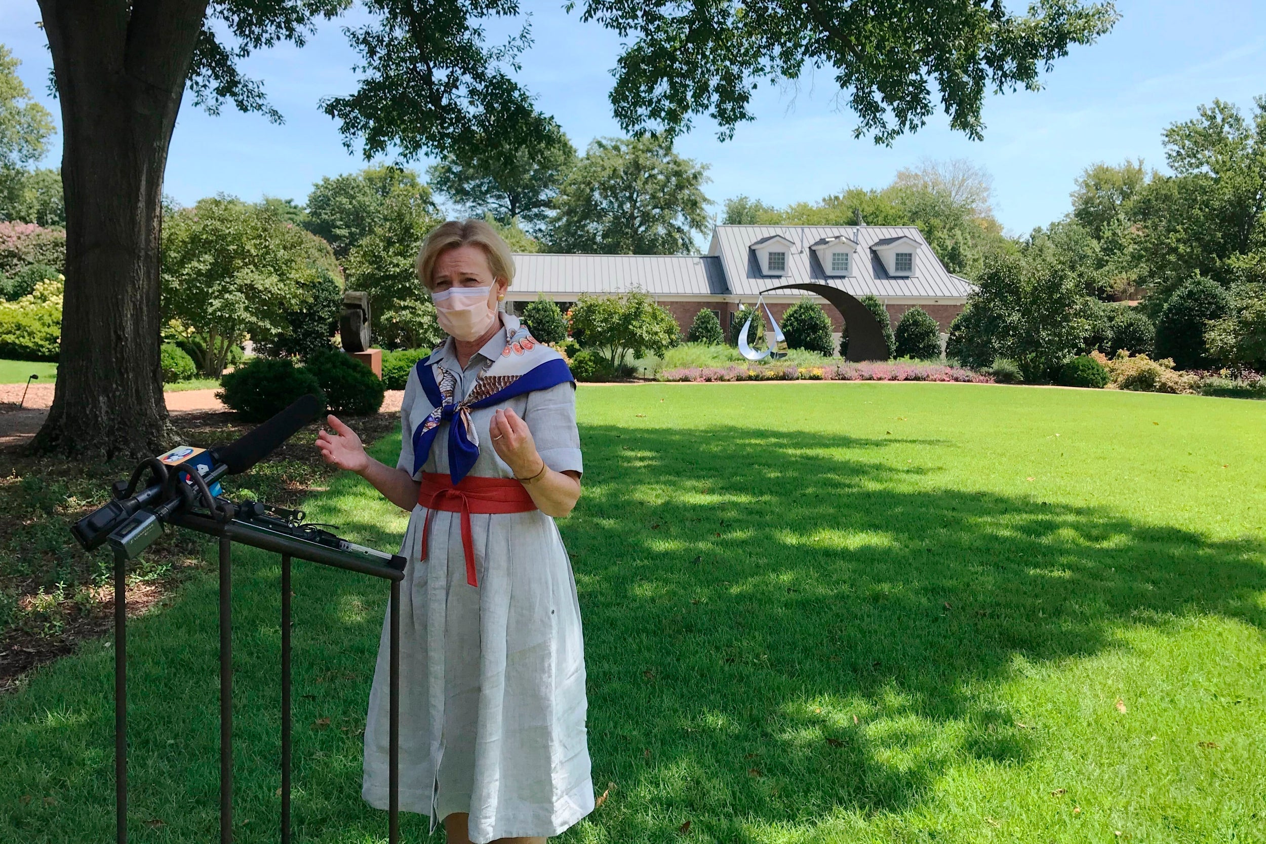 Deborah Birx gives a press conference in Little Rock, Arkansas