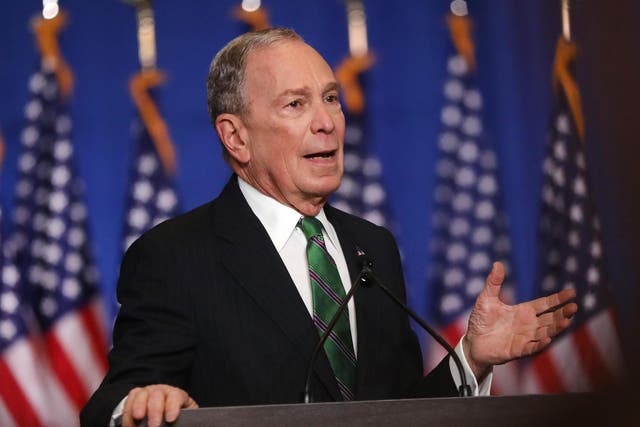 Former Democratic presidential candidate Mike Bloomberg addresses his staff and the media after announcing that he will be ending his campaign on 4 March 2020 in New York City