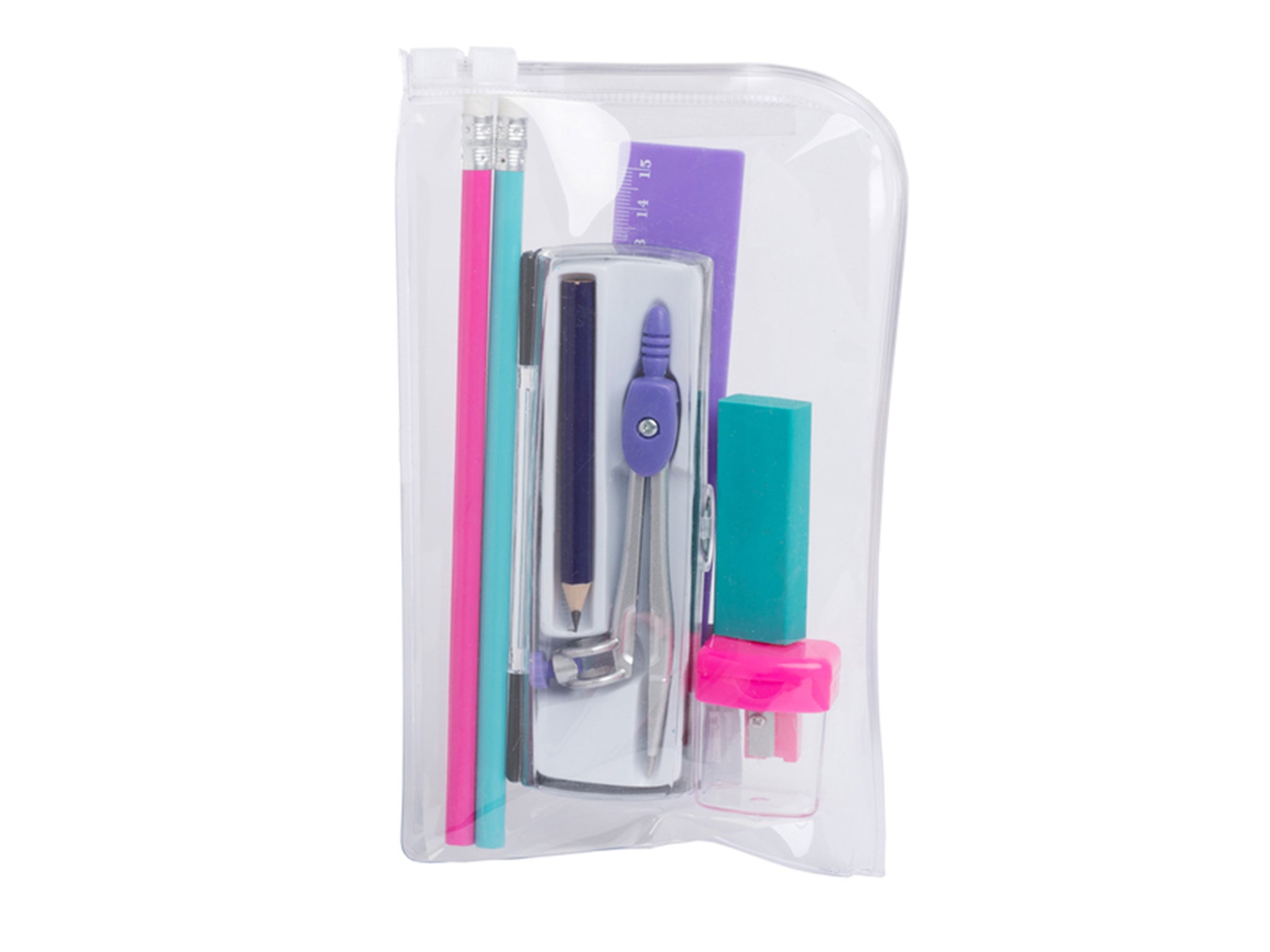 This clear pouch makes stationary easy to find