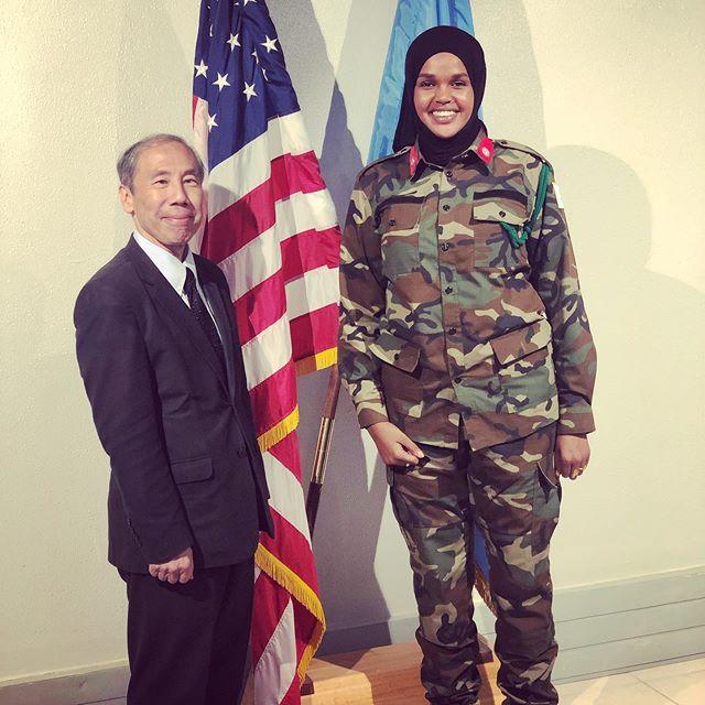 With the US ambassador to Somalia (Iman Elman/Instagram)