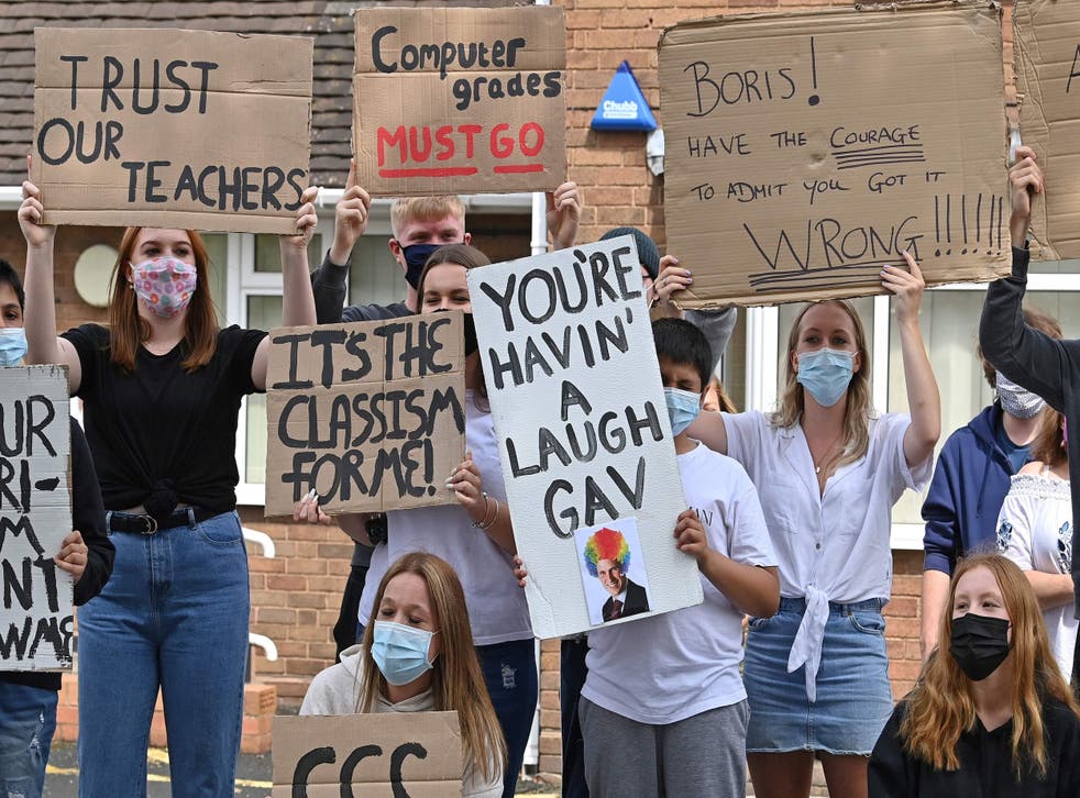 Protesters have taken to the streets against this year's exam grading