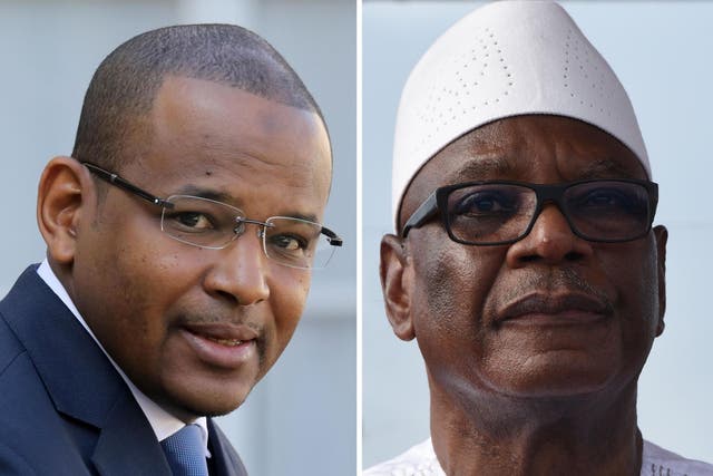 Malian prime minister Boubou Cisse (L) and president Ibrahim Boubacar Keita