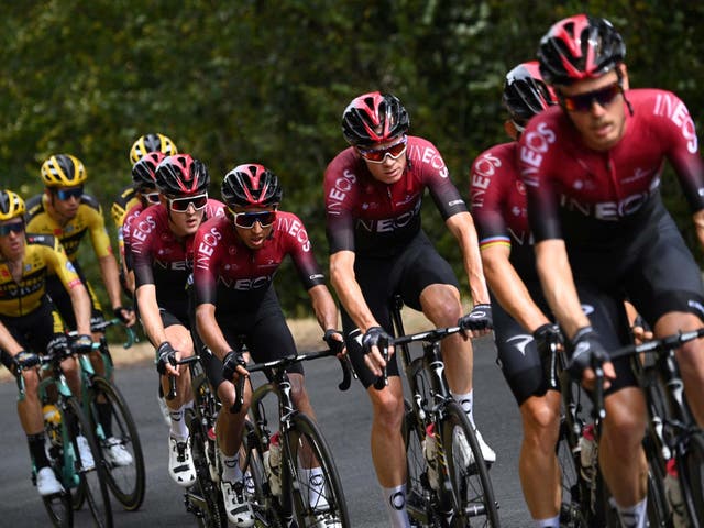 Chris Froome, centre, will make way as Egan Bernal, centre left, leads the Tour