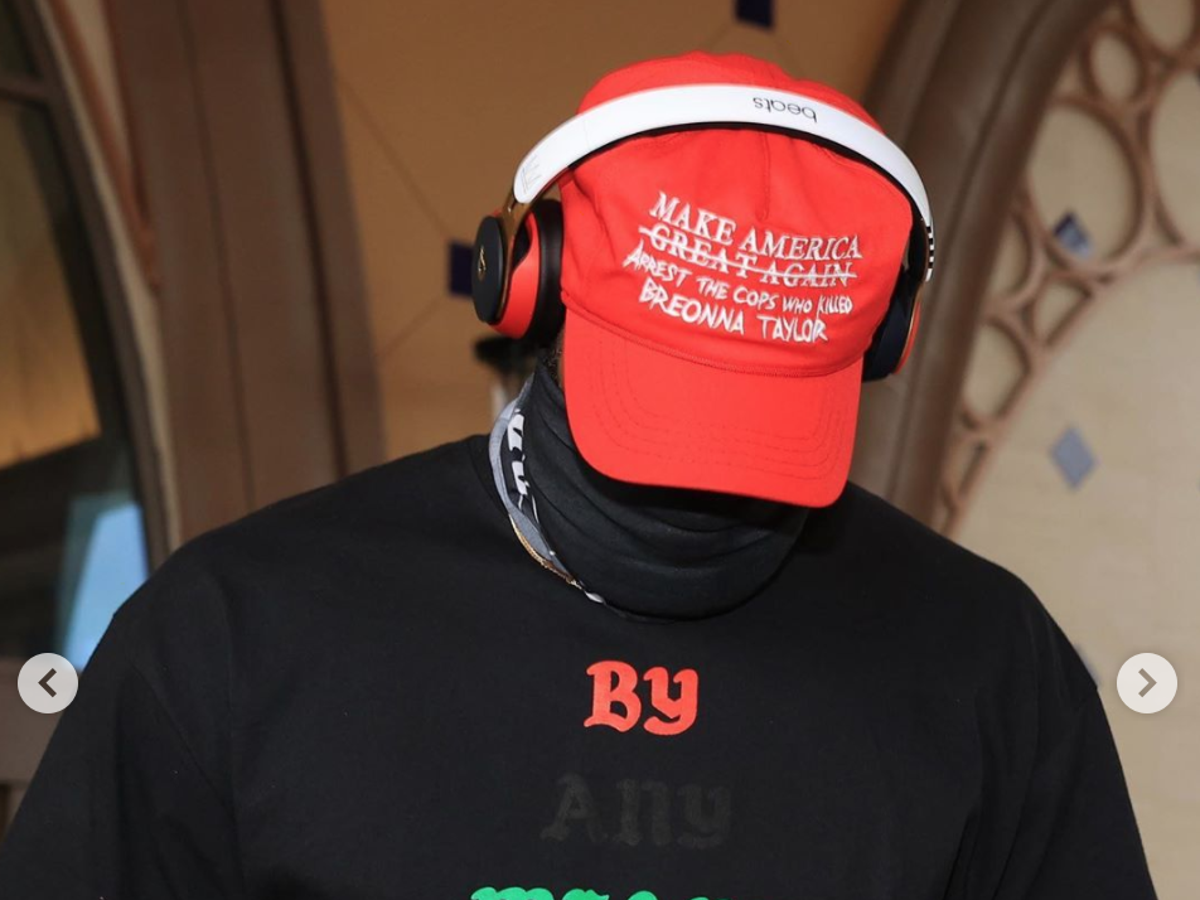 LeBron James and LA Lakers teammates wear parody Make America Great Again cap to call for justice for Breonna Taylor The Independent The Independent