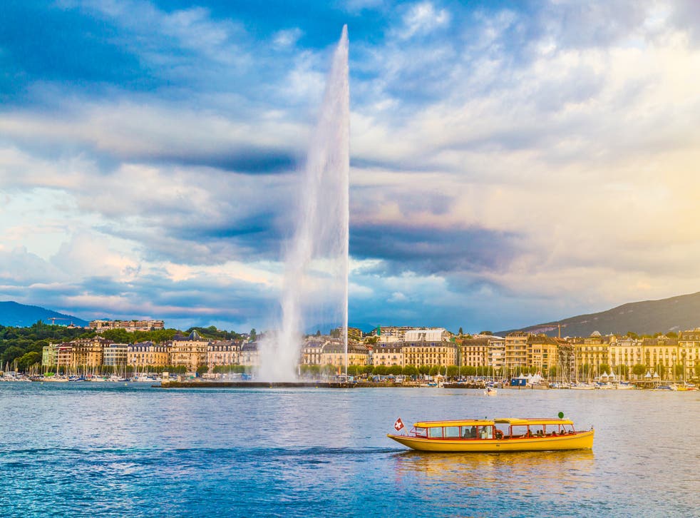 The Jet d'Eau fountain in Geneva