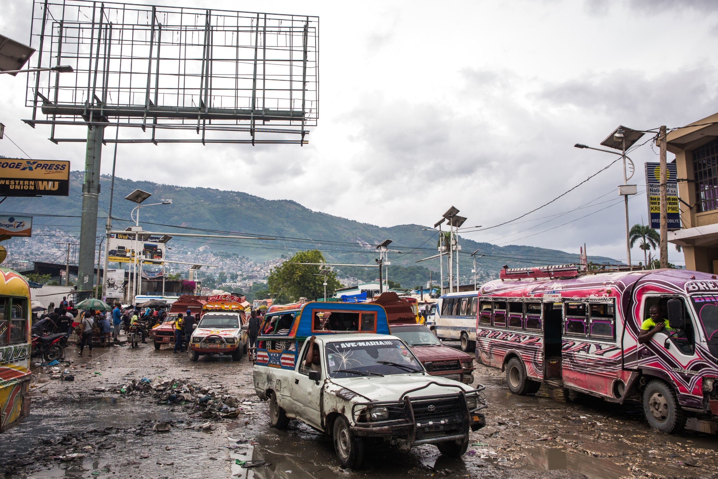 Leogane portal, at one end of the Grand Rue, is the main crossing leading to one of the two main highways out of Port-au-Prince (The Washington Post/Pierre Michel Jean)