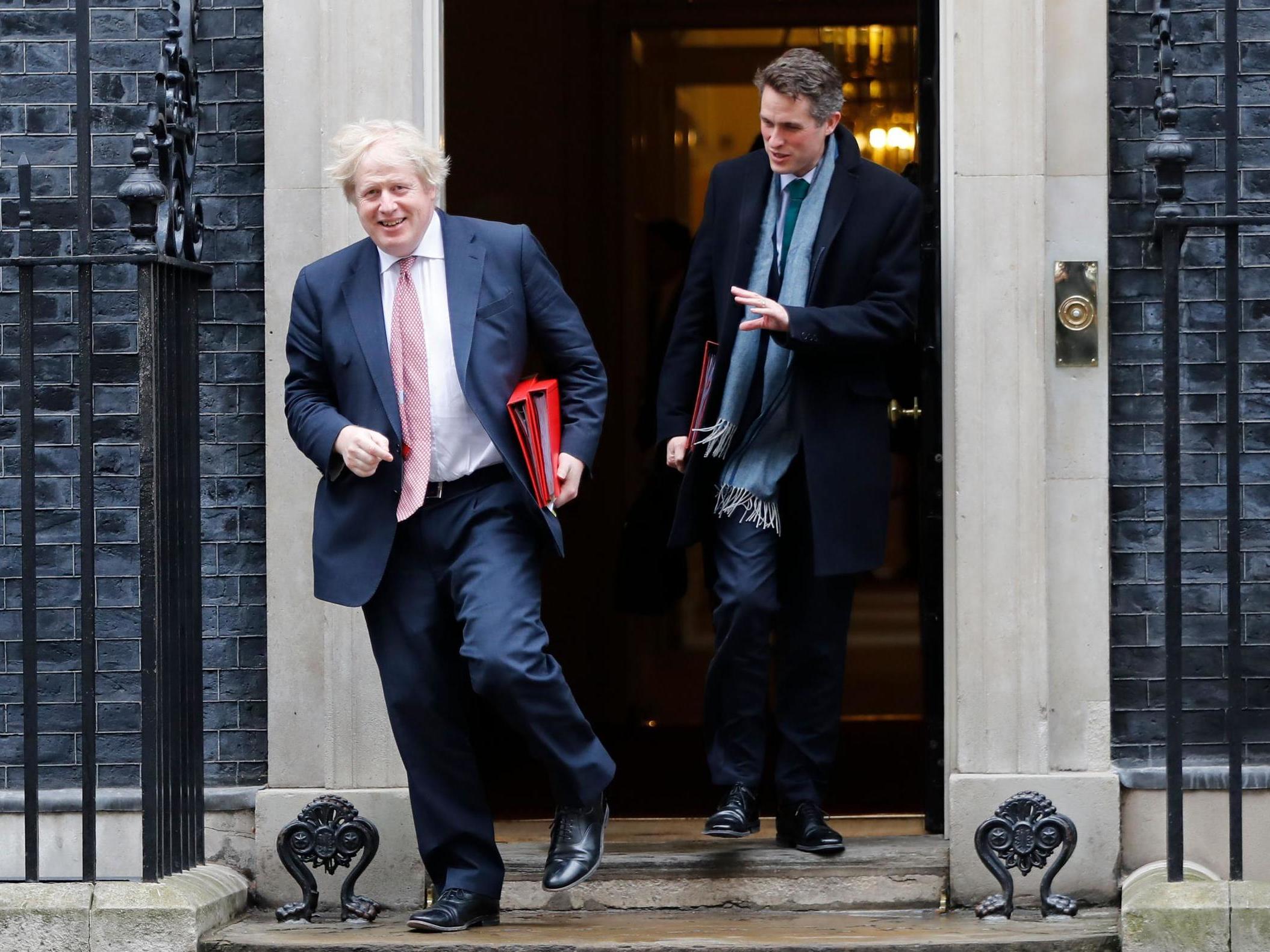 Happier times: Williamson and Boris Johnson leave No 10 following a cabinet meeting in March 2018
