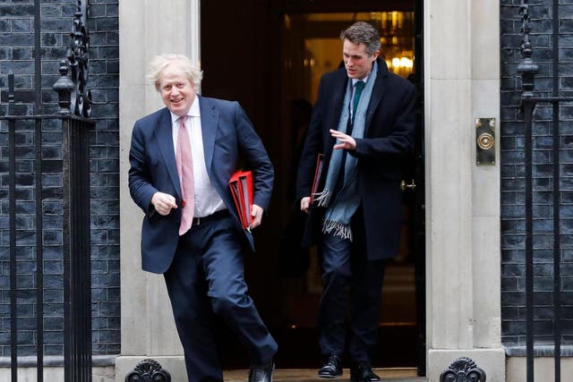 Happier times: Williamson and Boris Johnson leave No 10 following a cabinet meeting in March 2018