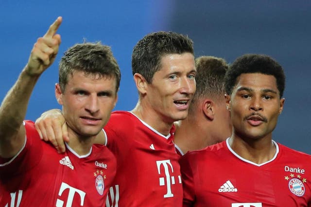 Serge Gnabry of Bayern Munich celebrates