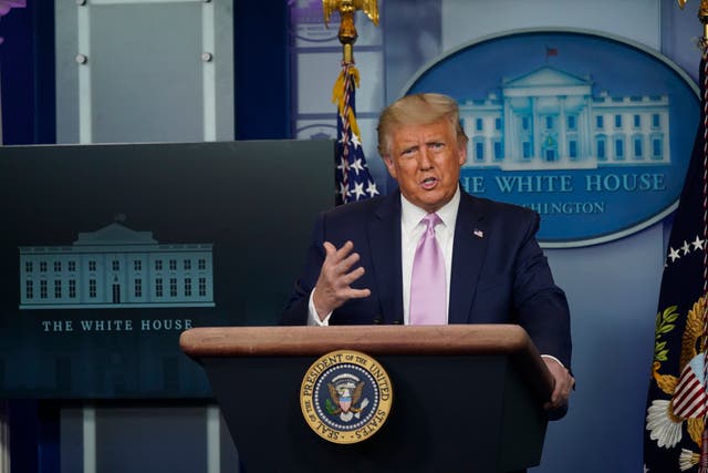 Donald Trump holds a news briefing at the White House on 19 August, 2020