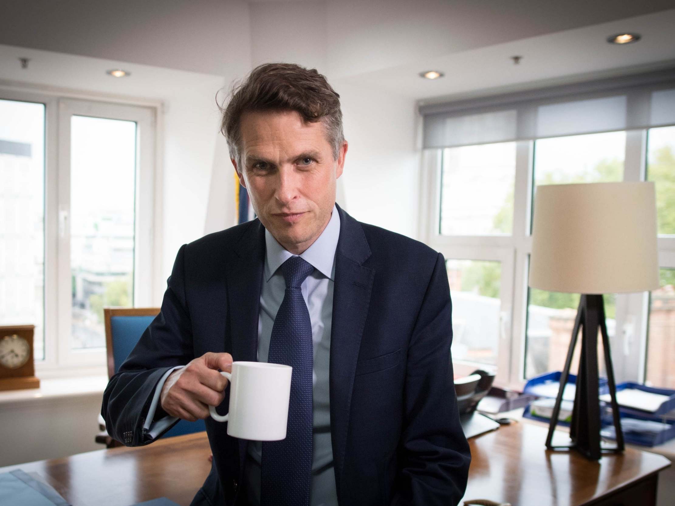 Gavin Williamson in his office at the Department of Education in Westminster, London