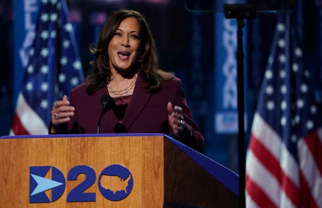 Senator Kamala Harris accepts the nomination to be the Democrats' vice-presidential candidate at the DNC on 19 August, 2020