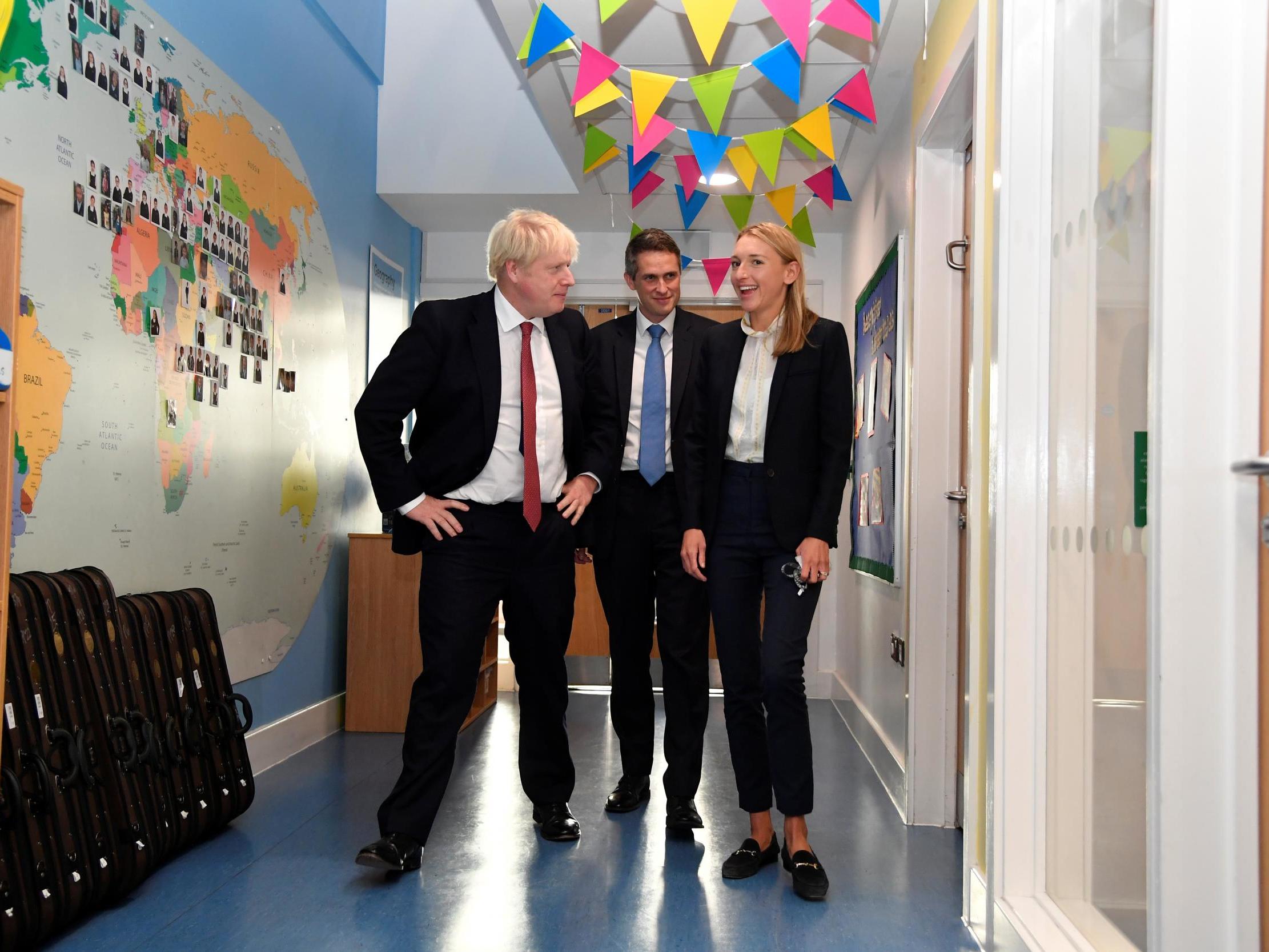 Boris Johnson and Gavin Williamson visiting Pimlico Primary school on 10 September, 2019