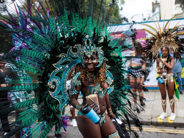 Carnival perfromers at the Notting Hill Carnival in 2018