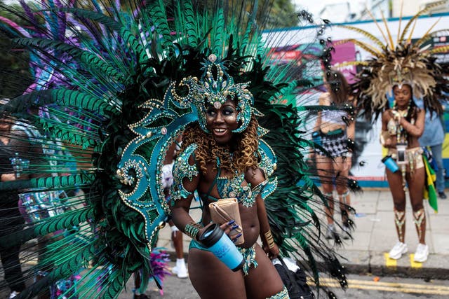 Carnival perfromers at the Notting Hill Carnival in 2018