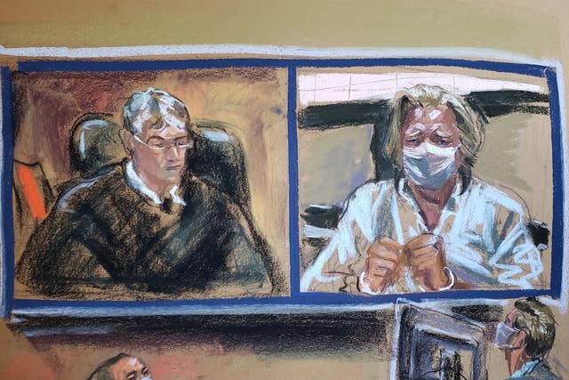 Artist's sketch showing former White House Chief Strategist Steve Bannon listening to Judge Stewart Aaron as he appears on video during his arraignment hearing for conspiracy to commit wire fraud and conspiracy to commit money laundering inside Manhattan Federal Court in the Manhattan borough of New York City on 20 August, 2020