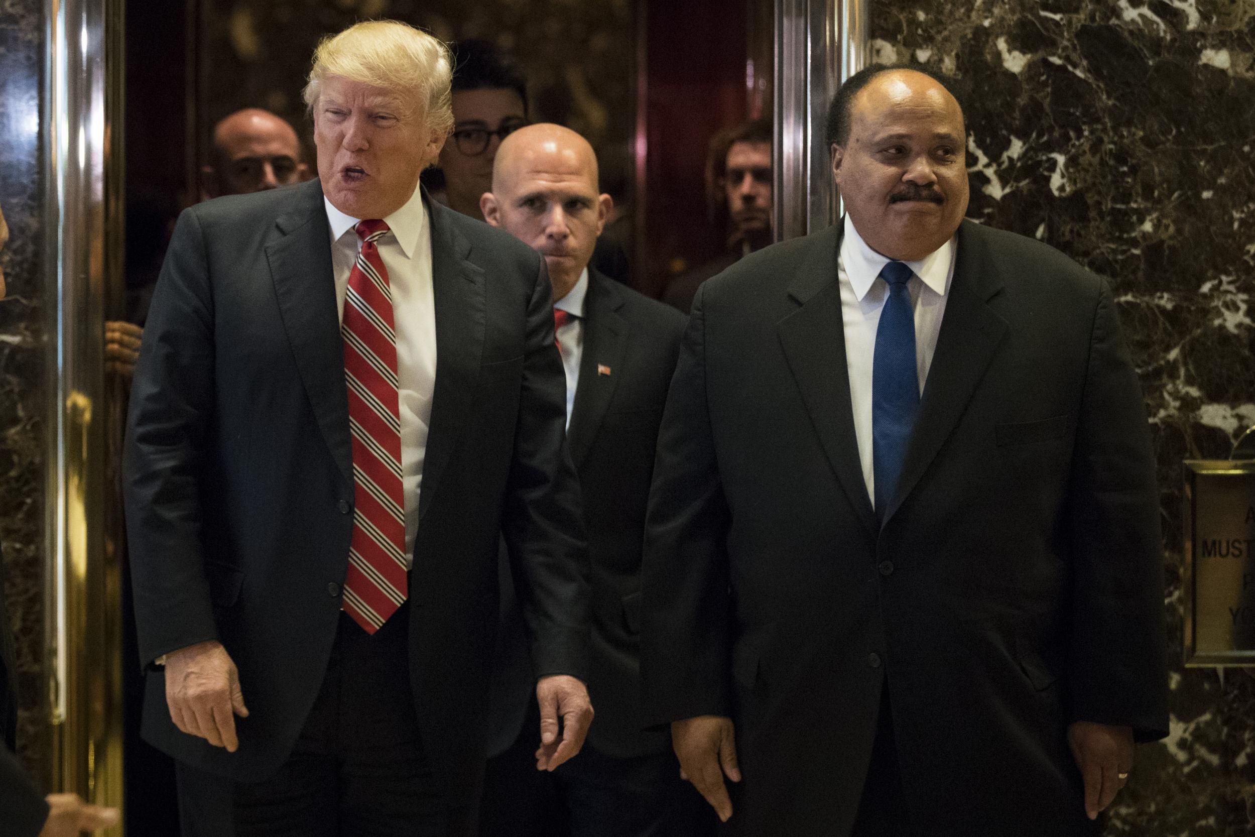 The then President-elect Donald Trump and Martin Luther King III pictured after their meeting at Trump Tower in January 2017