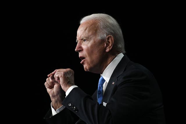 Joe Biden in full flow at the Democratic National Convention