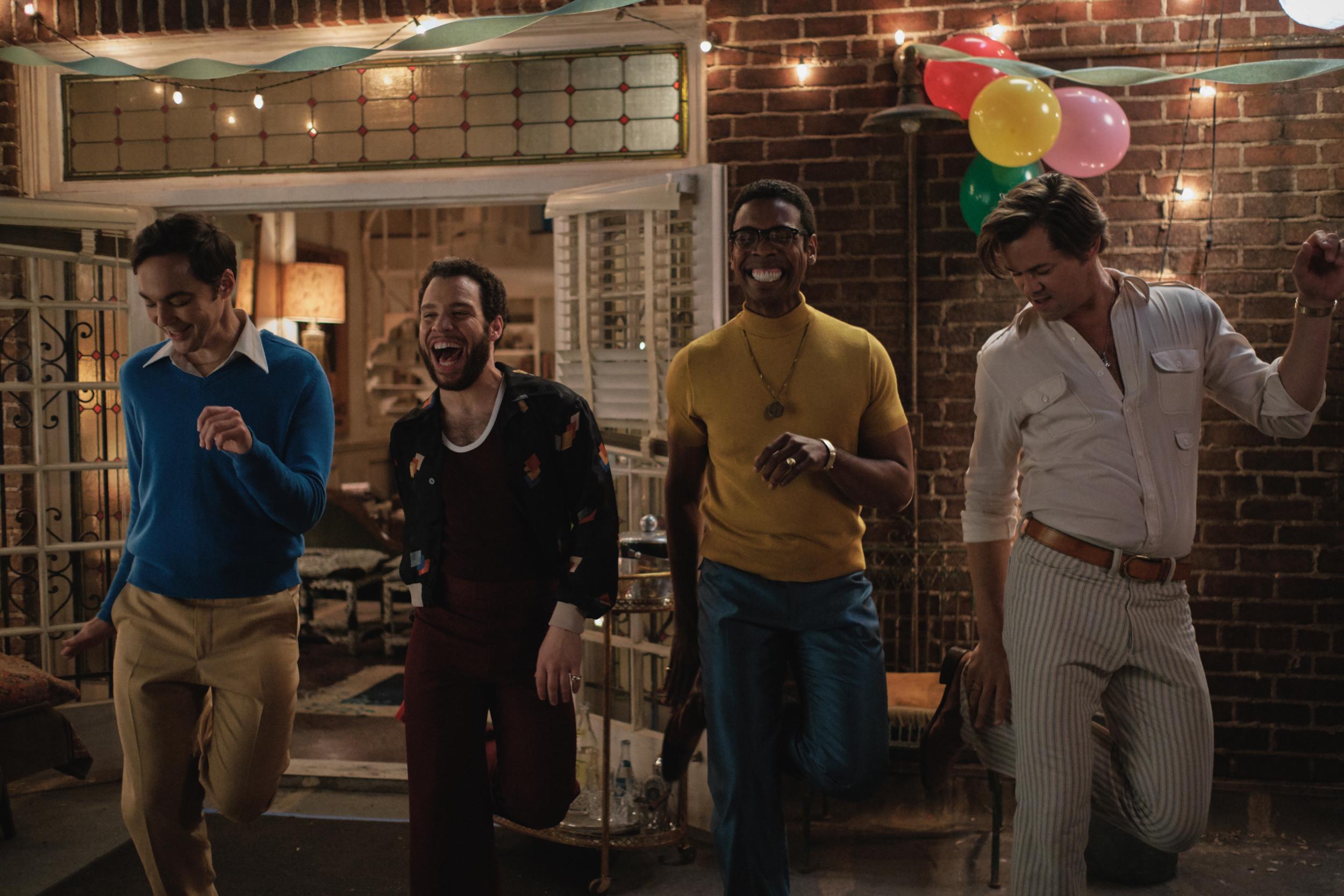 Jim Parsons as Michael, Robin De Jesus as Emory, Michael Benjamin Washington as Bernard and Andrew Rannells as Larry