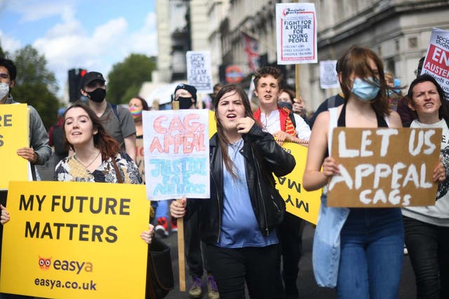 Students take part in a march from Marble Arch to the Department of Education in Westminster, London