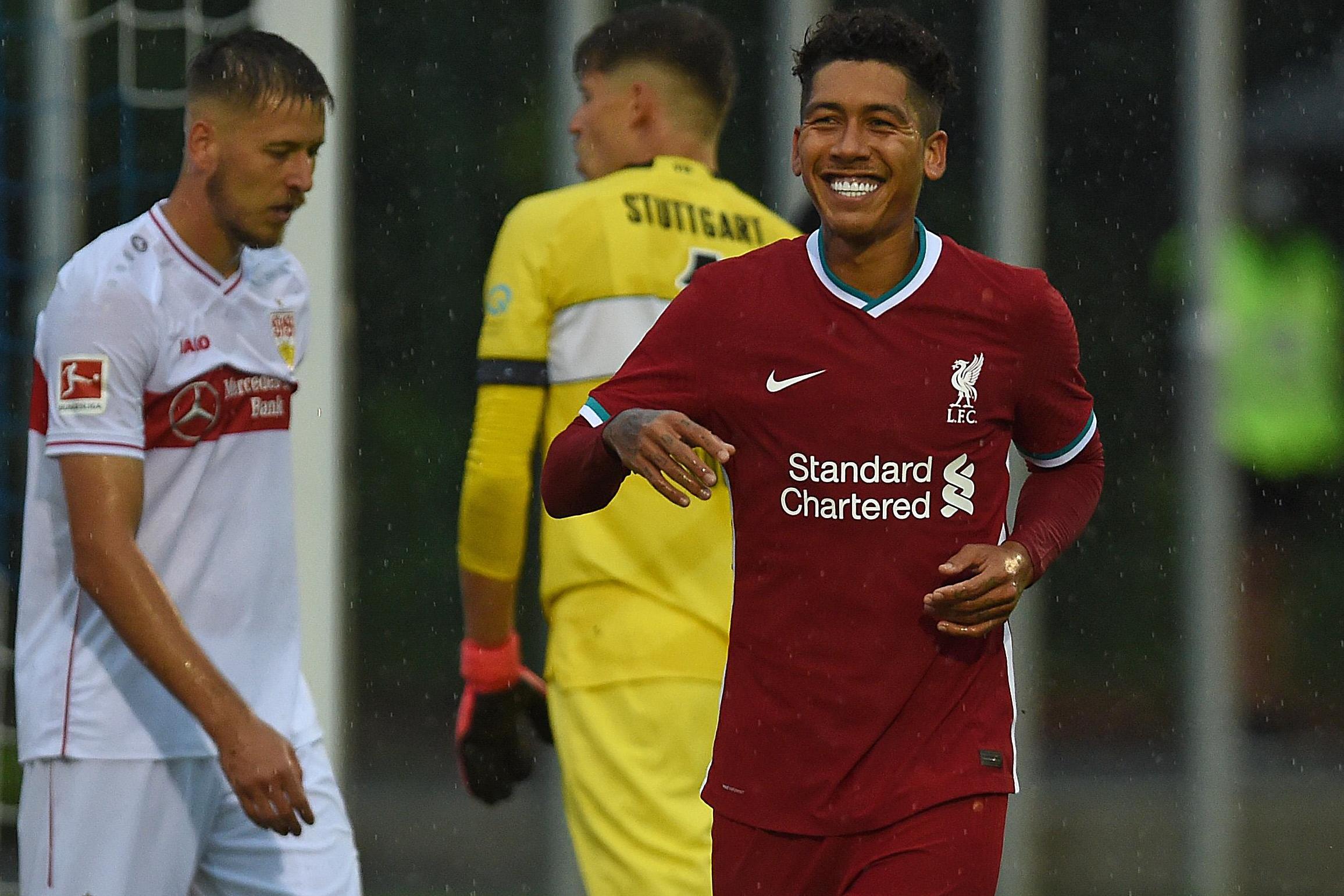 Firmino celebrates his goal for Liverpool