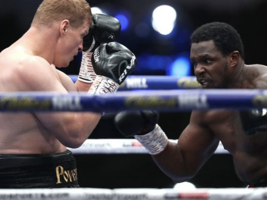 Dillian Whyte (right) in action against Alexander Povetkin