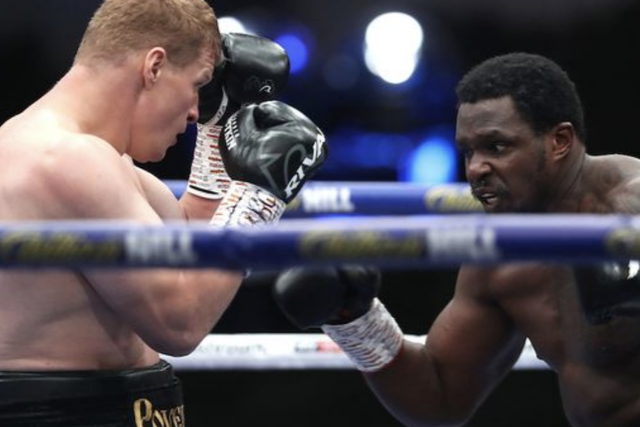 Dillian Whyte (right) in action against Alexander Povetkin