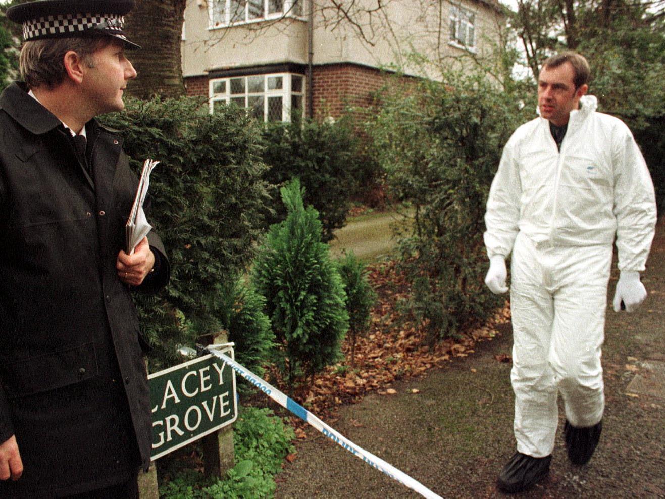 Forensic work underway at the home of Auriel and Donald Ward, which may have been the scene of the second in a series of double murders