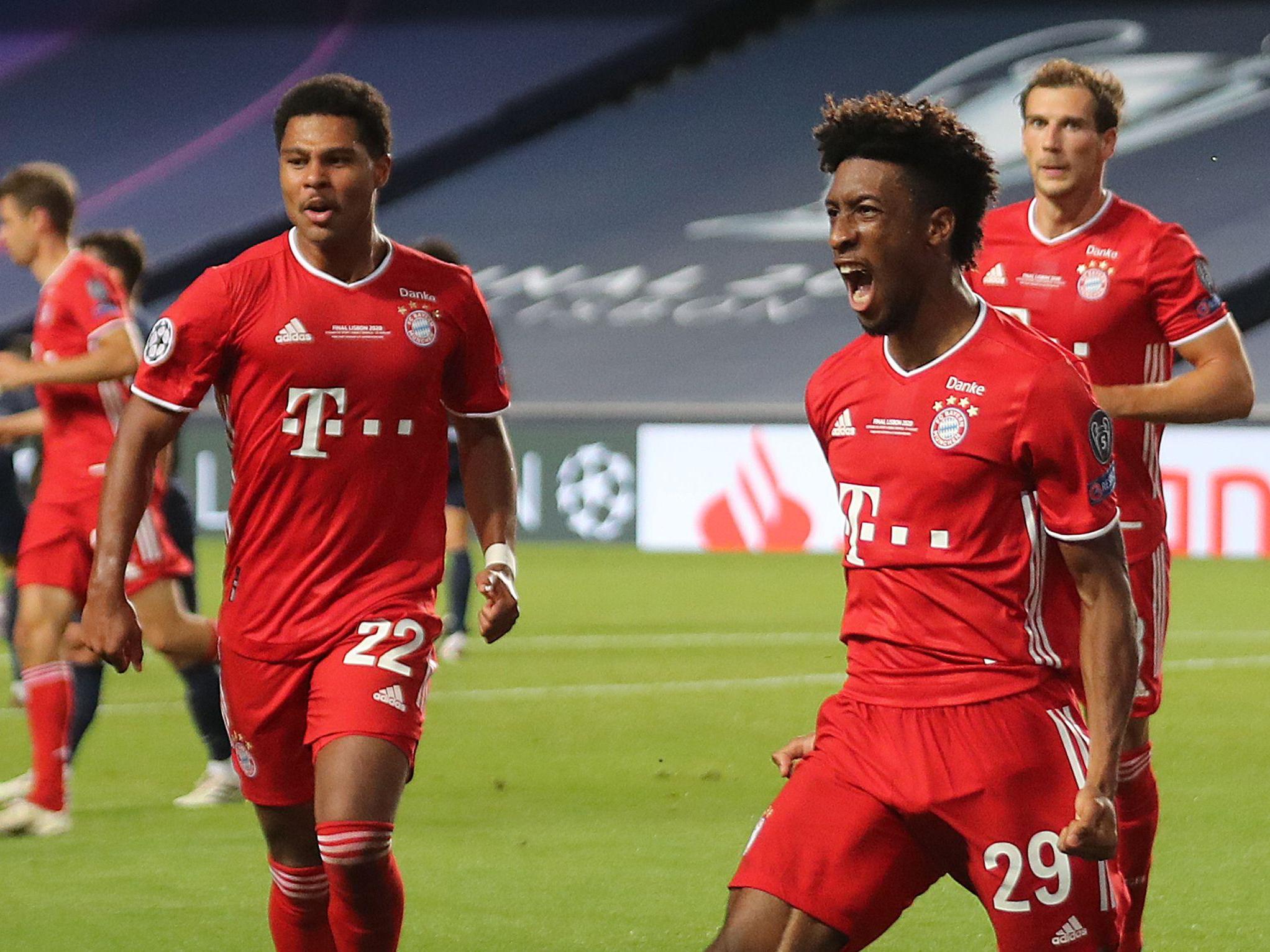 Bayern Munich's Kingsley Coman celebrates scoring