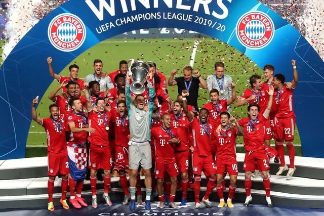 Bayern captain Manuel Neuer lifts the Champions League trophy