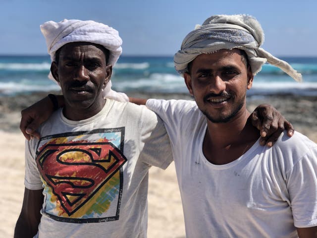 Welcoming friends: islanders on the shore of Socotra