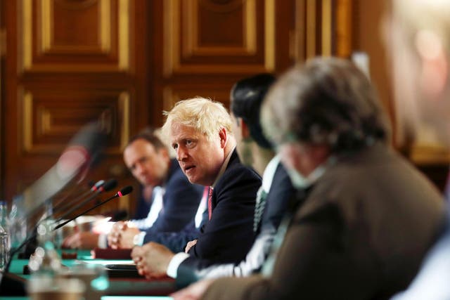 Boris Johnson chairing a meeting with his cabinet 21 July, 2020