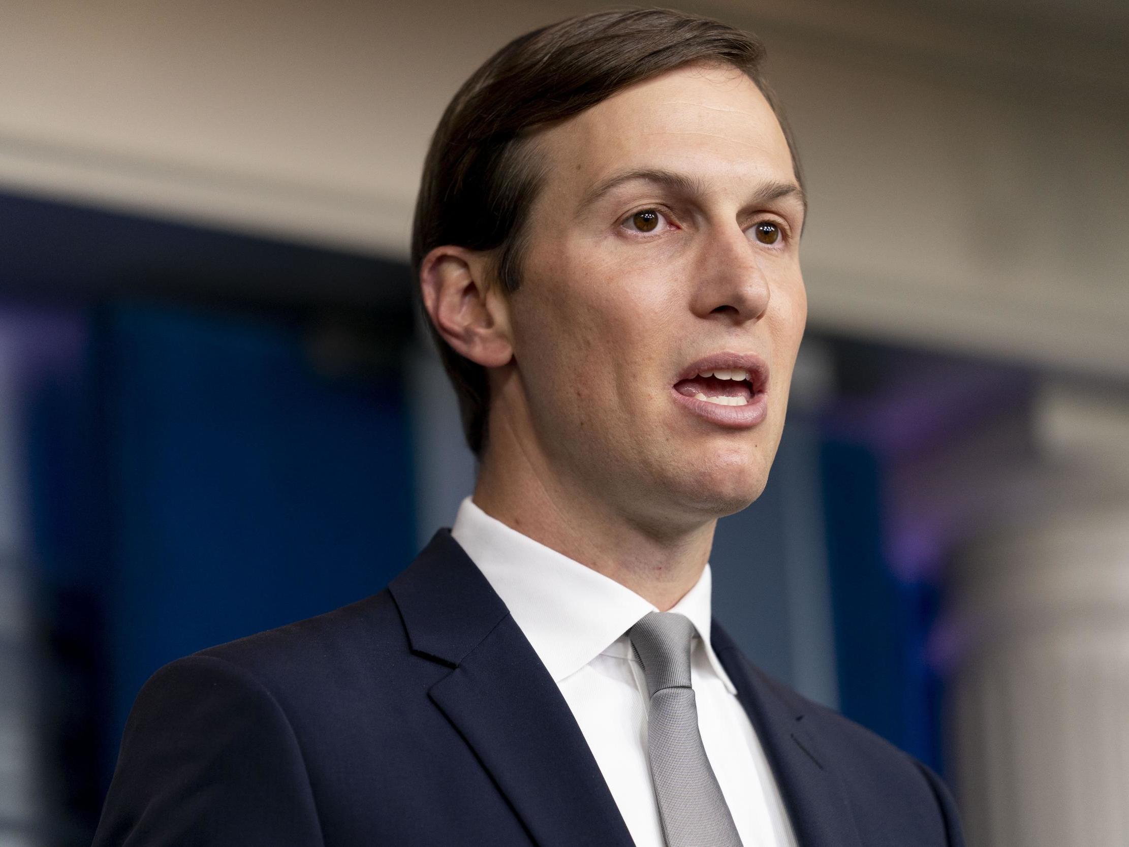 President Donald Trump's White House senior adviser Jared Kushner speaks at a press briefing at the White House in Washington