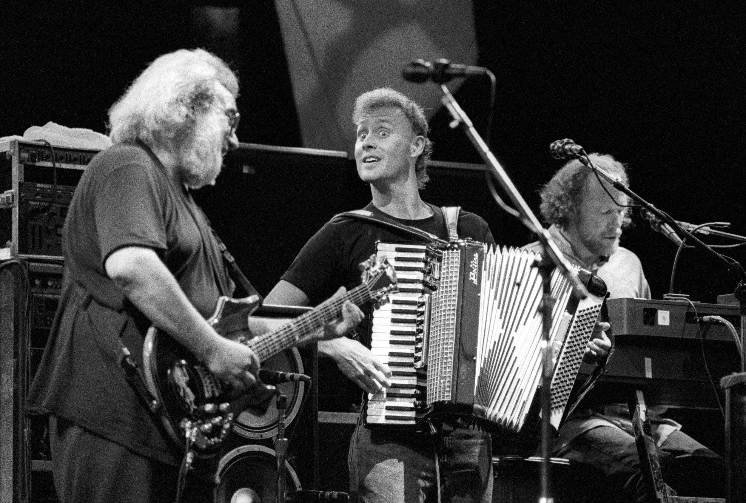 Bruce Hornsby performing with Jerry Garcia and The Grateful Dead in 1991