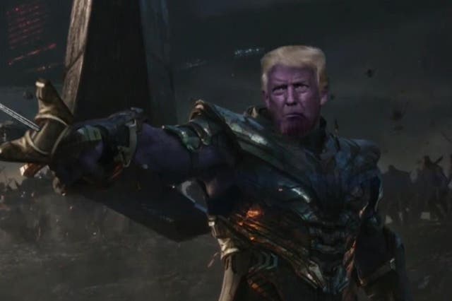 Trump is cast as Marvel arch-villain Thanos in Stephen Colbert's reference-heavy Republican parody