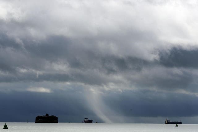 Clouds form over the Solent in Portsmouth on 24 August, the day before Storm Francis made landfall with the UK.