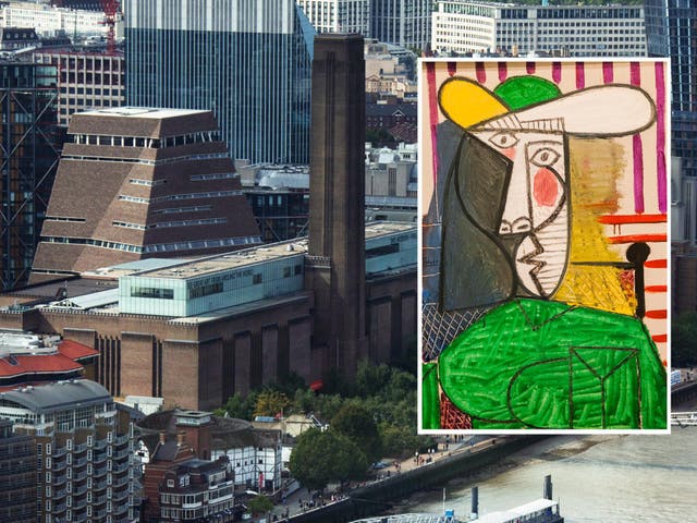 Picasso's 'Bust of a Woman' (inset) was on display at the Tate Modern in London