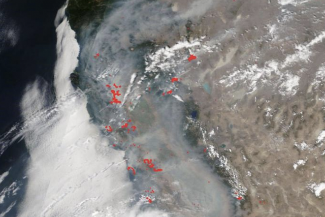 NASA's Terra satellite shows a smoke-covered California on 24 August, 2020