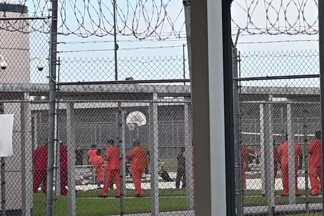 Immigration detainees filmed inside the Krome Detention Facility in Miami, Florida