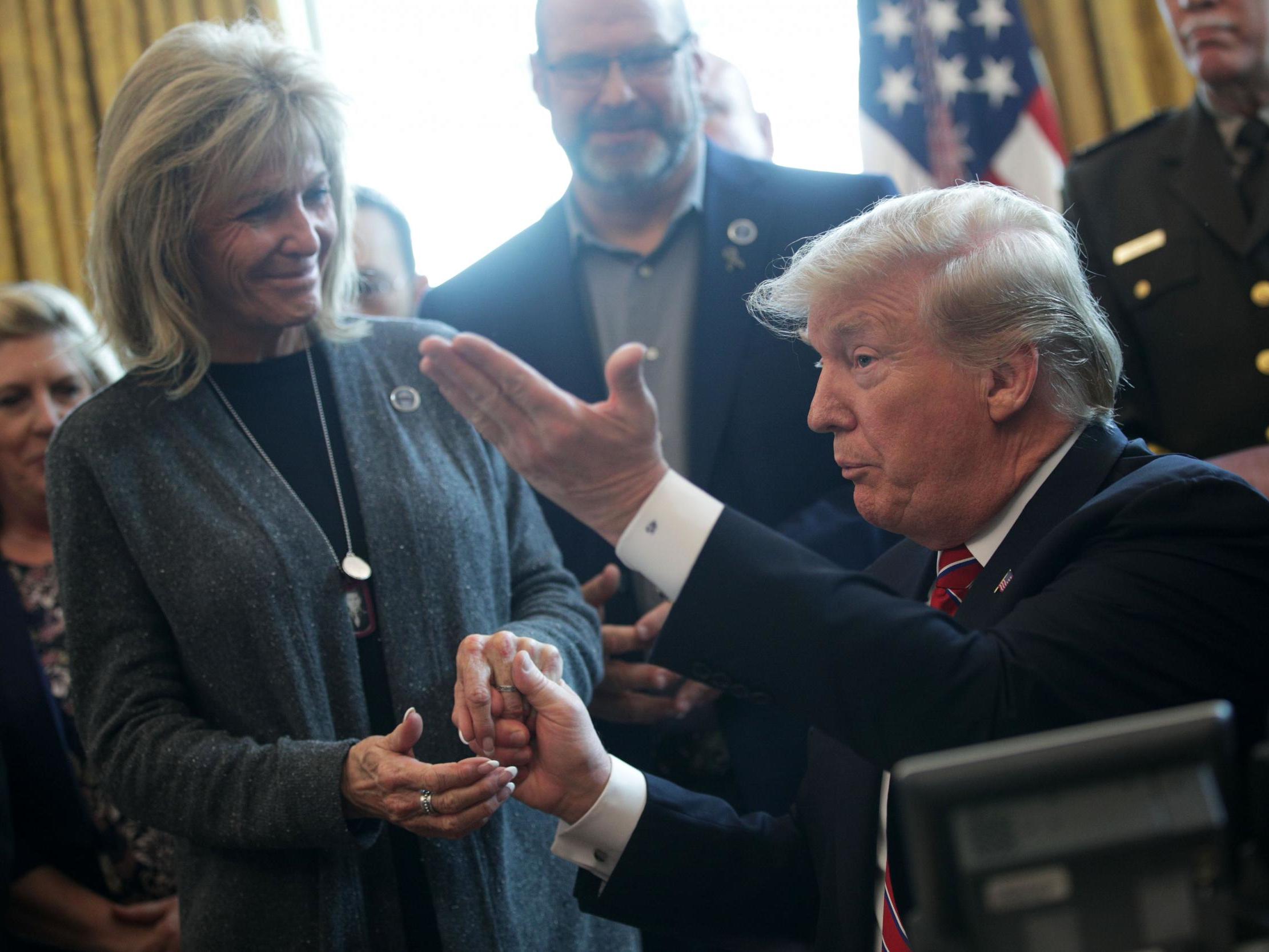 Mary Ann Mendoza spoke with Donald Trump during a White House meeting on border security in 2019.