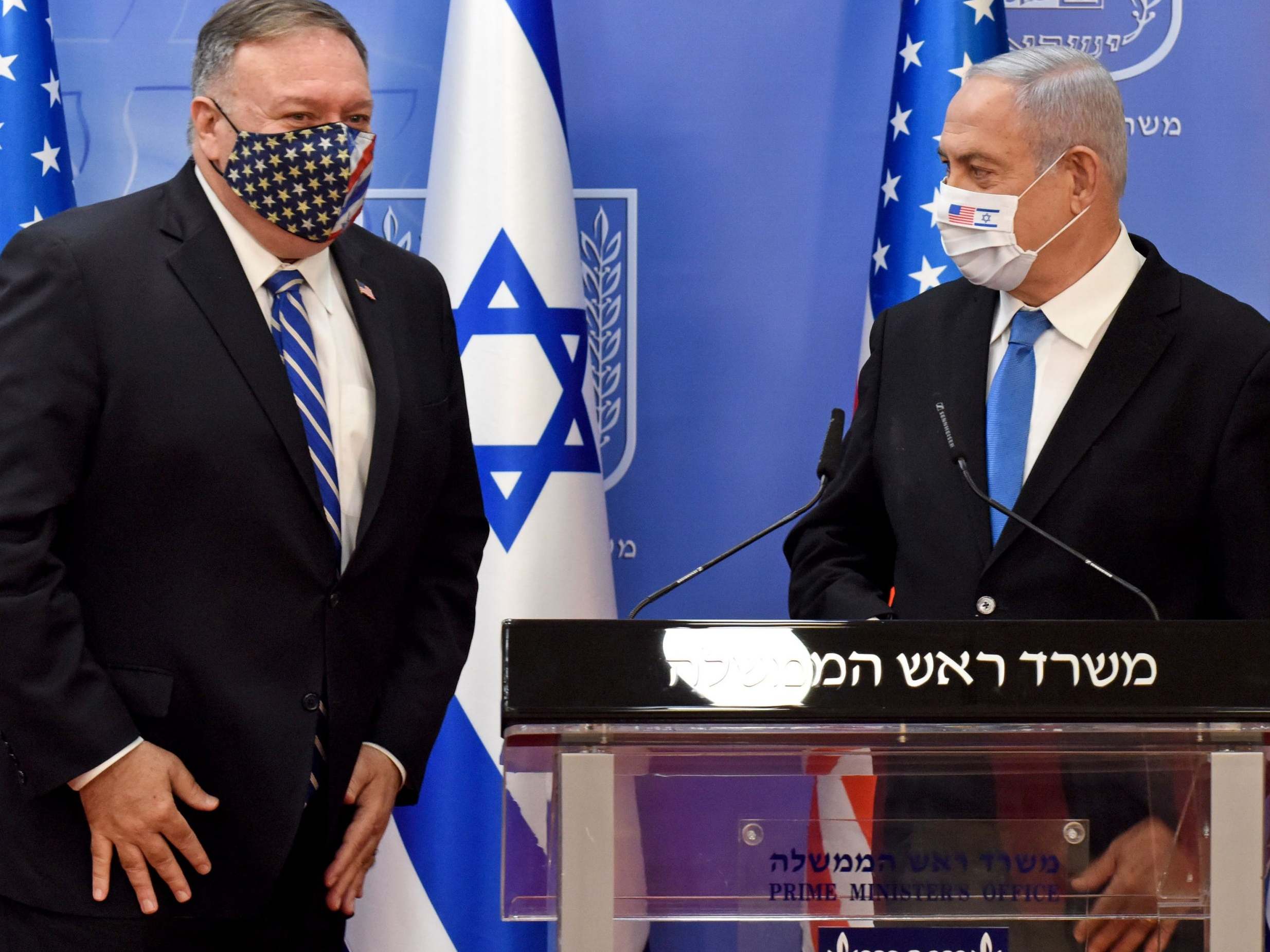 US Secretary of State Mike Pompeo with Israeli PM Benjamin Netanyahu a tour of the Middle East