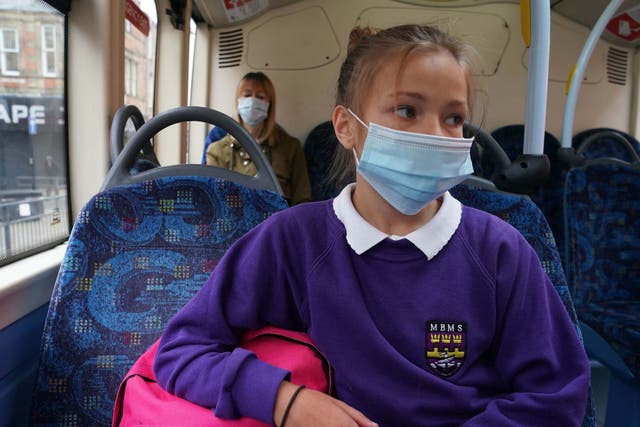 File photo dated 15/6/2020 of a school pupil wearing a face mask